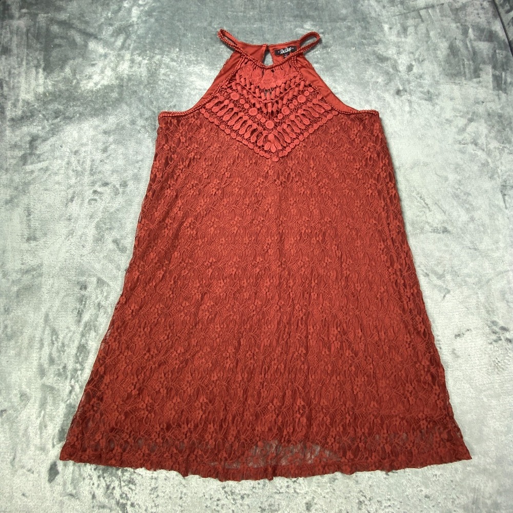 Rust‎ Lace Dress Large Midi Fairy Whimsical Babydoll Cottagecore Romantic Boho